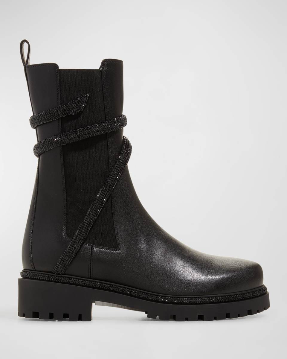 Calfskin Snake-Wrap Chelsea Boots